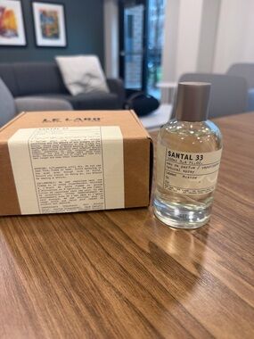 Le Labo Santal 33 Eau de Parfum — Clear Liquid, Brown Cap, Kraft Box